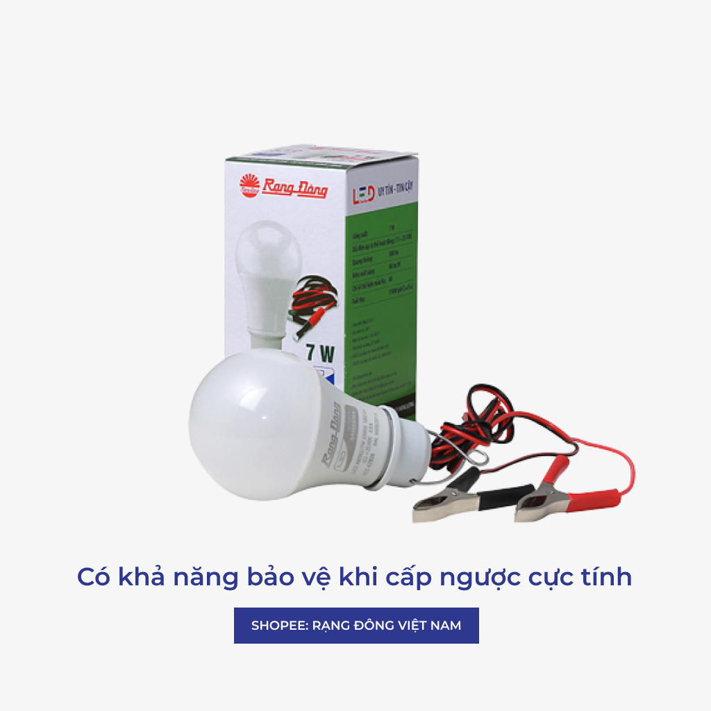 Bóng Đèn 12V Kẹp Bình Ắc Quy Rạng Đông led 7W / 9W / 12W siêu sáng tiết kiệm điện