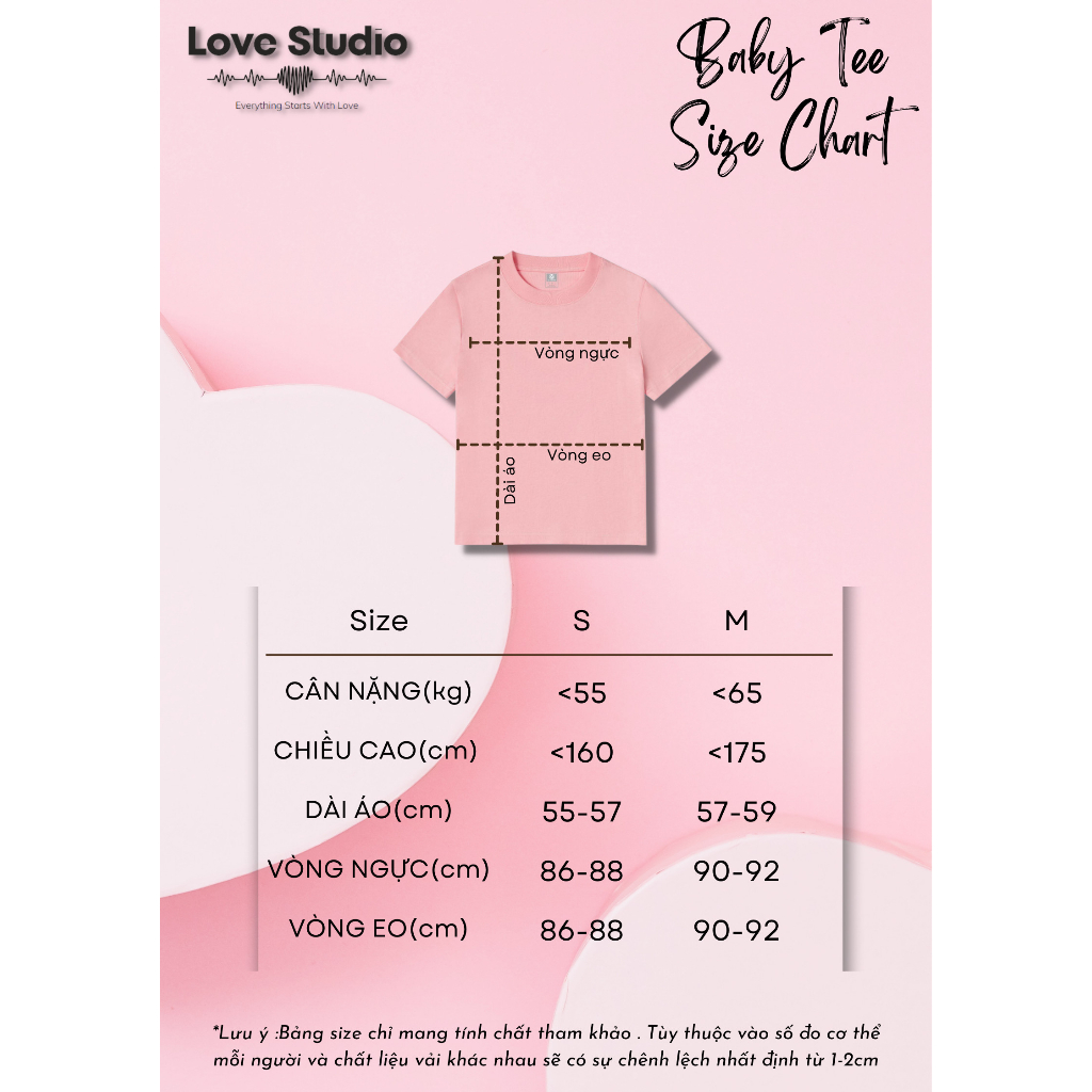 Áo Baby Tee tim hồng chất vải cotton local brand 230gsm nữ unisex y2k Love Studio B082 | BigBuy360 - bigbuy360.vn