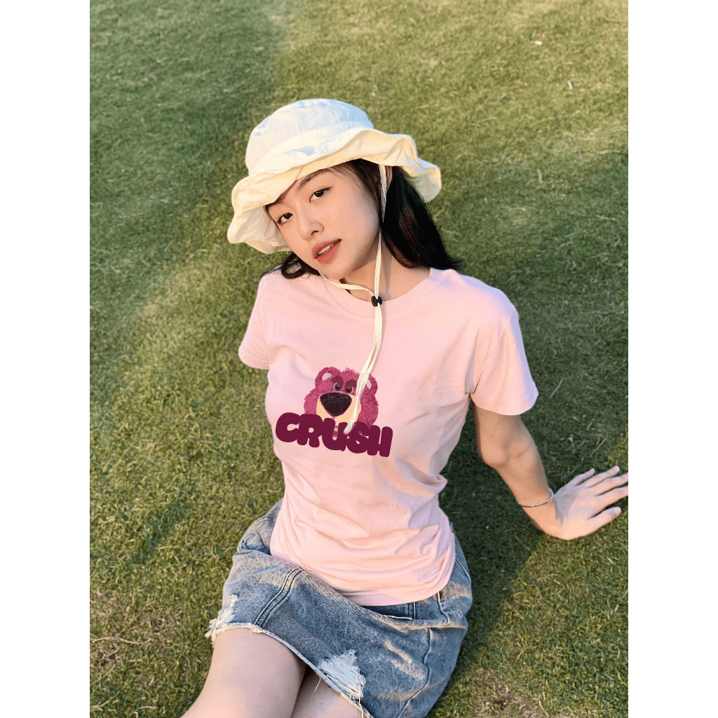 Áo baby tee thun phông gấu dâu lotso Crush chất vải cotton local brand 230gsm nữ unisex y2k B036 L66