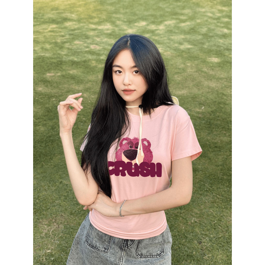 Áo baby tee thun phông gấu dâu lotso Crush chất vải cotton local brand 230gsm nữ unisex y2k B036 L66