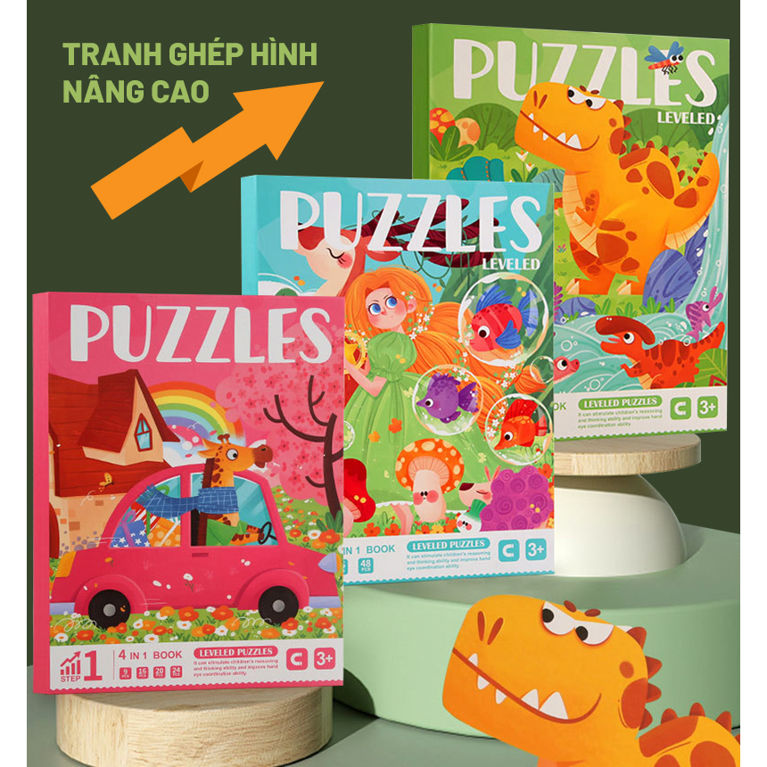 Đồ Chơi Xếp Hình Nam Châm Từ Tính 3 Cấp Độ 6 Mẫu Leveled Puzzles