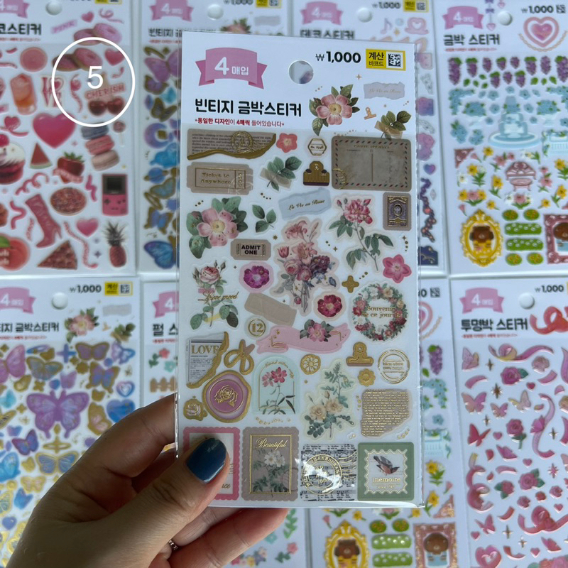 SẴN | Mix 4 Tấm Sticker Daiso Hàn Quốc Decor Không Trùng Mẫu