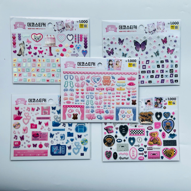 SẴN | Mix 4 Tấm Sticker Daiso Hàn Quốc Decor Không Trùng Mẫu