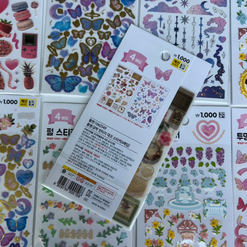 SẴN | Mix 4 Tấm Sticker Daiso Hàn Quốc Decor Không Trùng Mẫu