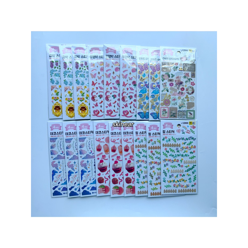 SẴN | Mix 4 Tấm Sticker Daiso Hàn Quốc Decor Không Trùng Mẫu
