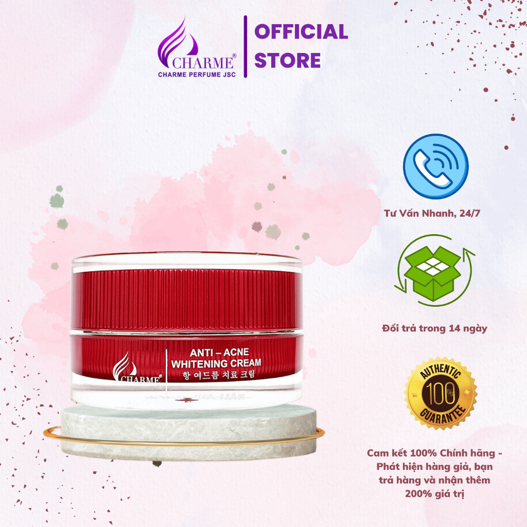 Kem mụn thông đỏ Charme Anti-Acne Whitening Cream 15gr