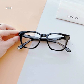 Mắt kính giả cận nam nữ gucci gọng vuông màu đen gọng kính cận chủ tịch tặng khăn