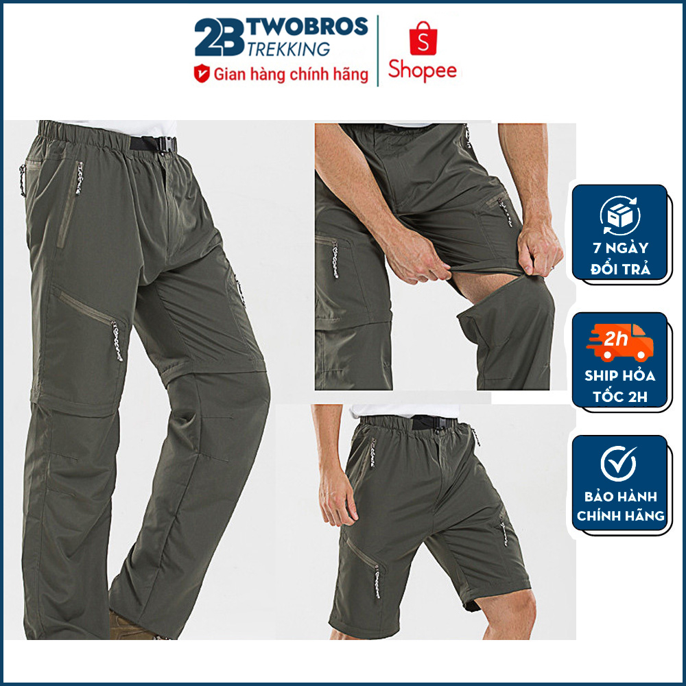 Quần zip tháo ống đùi vải gió mát, thoáng khí, trekking, leo núi, dã ngoại, phượt - chính hãng TWOBROS
