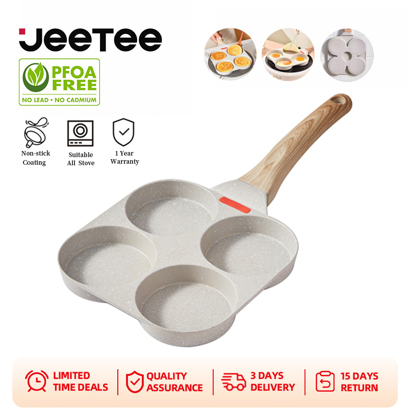 Chảo chiên trứng/ làm bánh JEETEE 4 ngăn vân đá phù hợp với mọi loại bếp