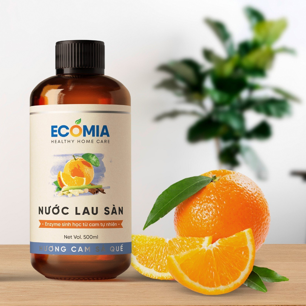 Nước Lau Sàn Enzyme Hữu Cơ chiết xuất Thiên Nhiên Khử mùi, Đuổi Ruồi,Muỗi Hương Cam Sả Quế - Ecomia