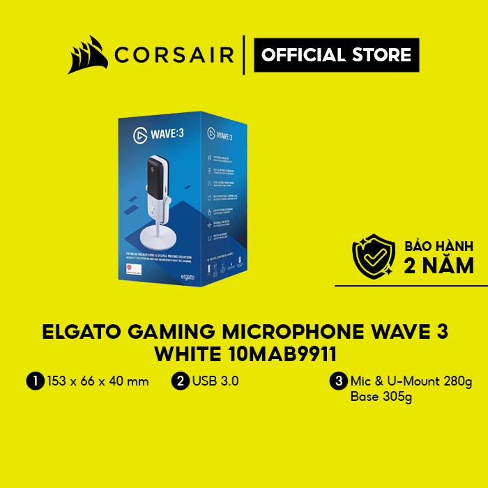 Thiết bị Stream Elgato Gaming Microphone Wave 3 White 10MAB9911