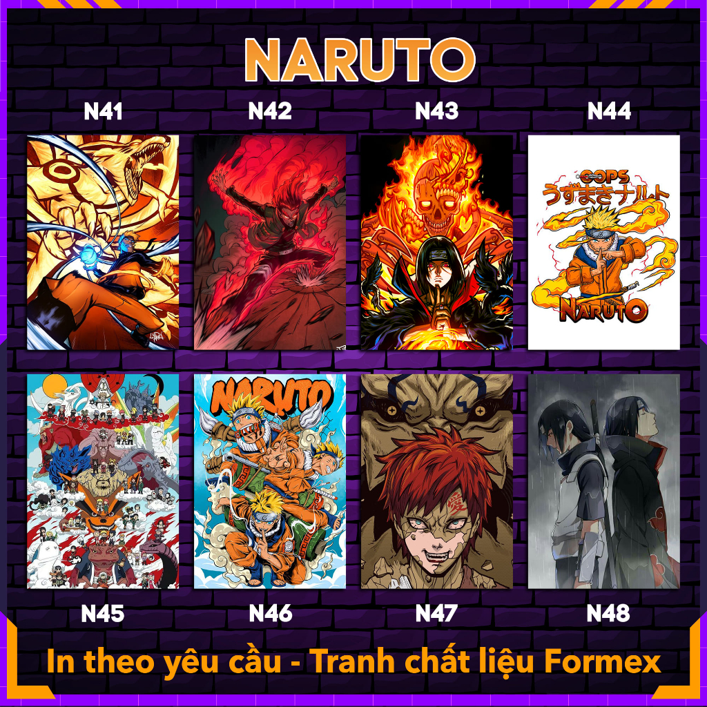 Tranh Decal dán tường decor phòng Poster Naruto - Ninja làng lá nhiều kích thước A4, A5 by LeoSetup