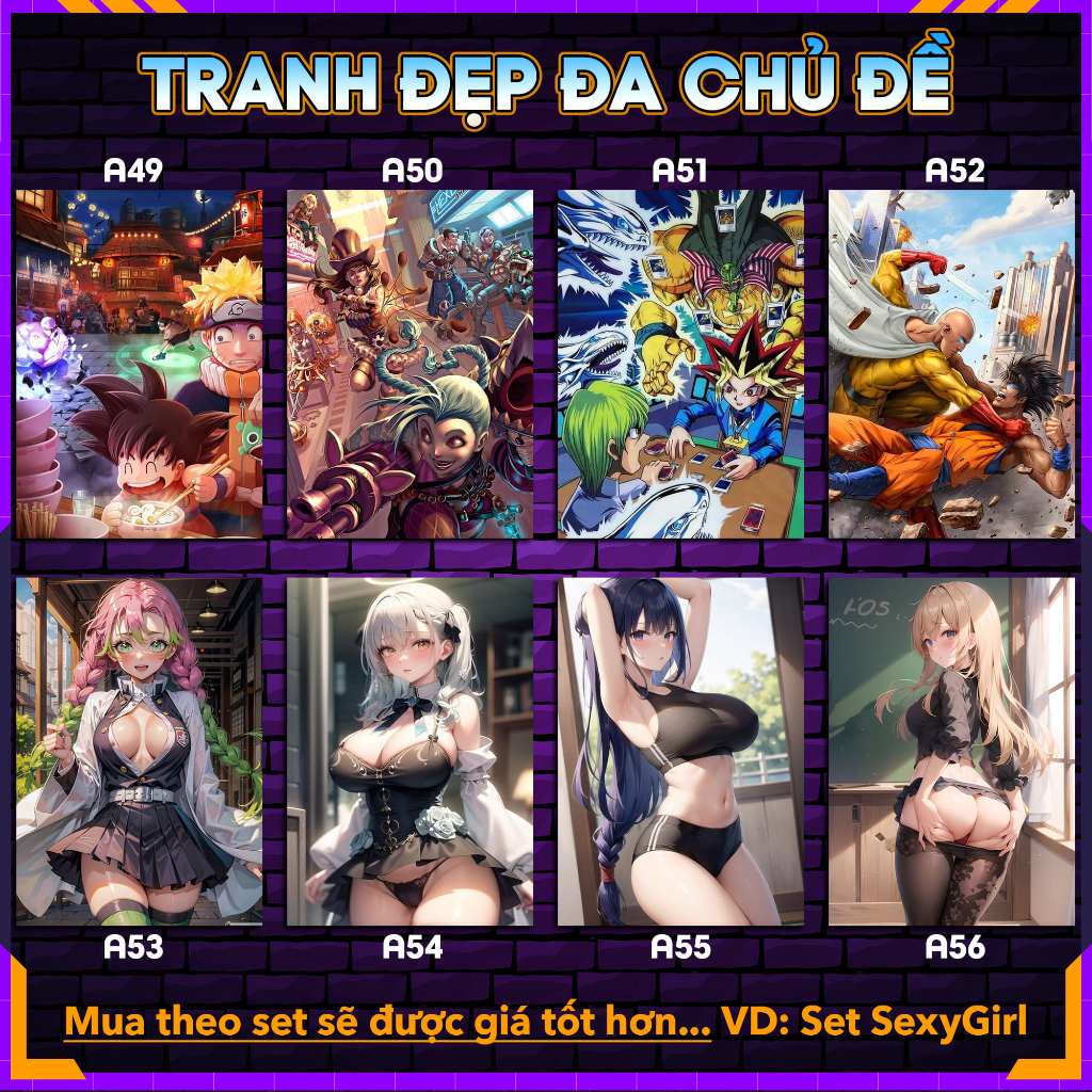 Tranh Decal dán tường decor phòng Poster anime, manga, siêu anh hùng - nhiều kích thước A4, A5 by LeoSetup