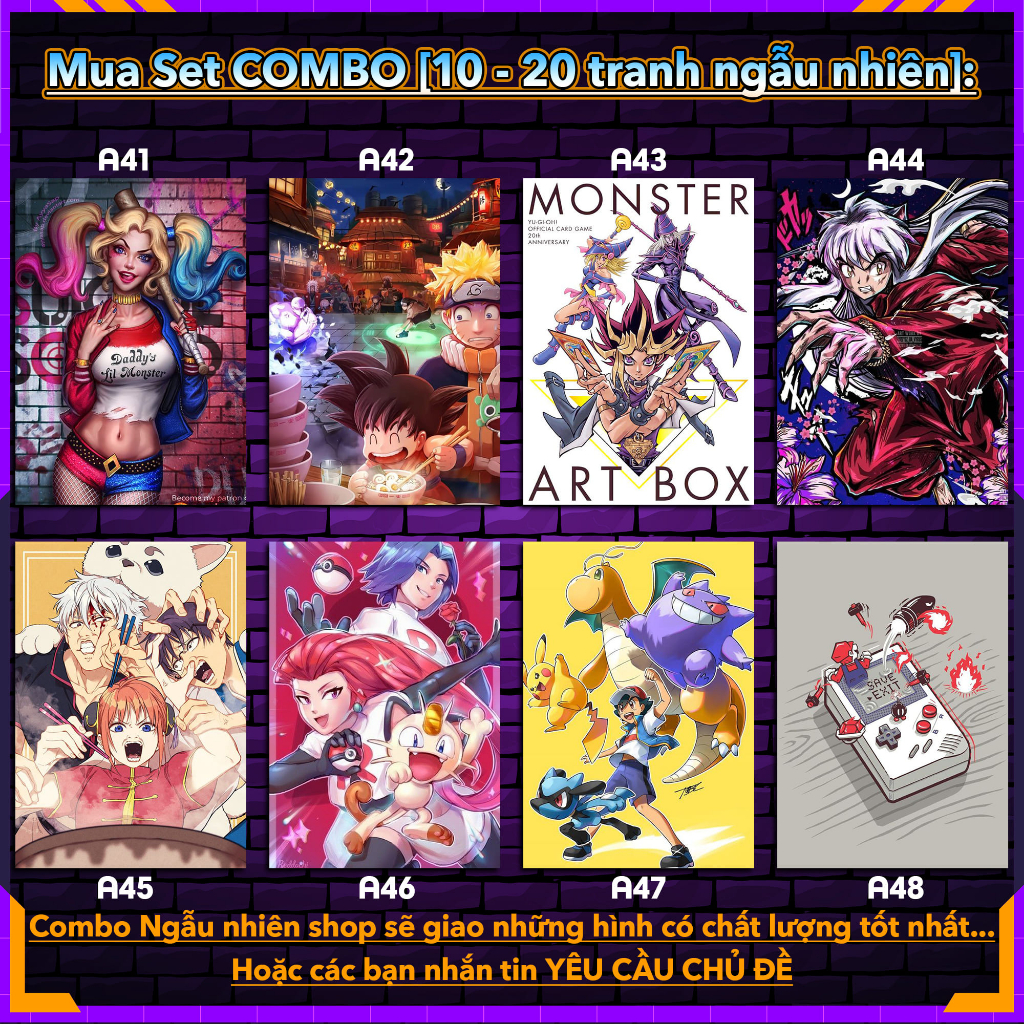 Tranh Decal dán tường decor phòng Poster anime, manga, siêu anh hùng - nhiều kích thước A4, A5 by LeoSetup