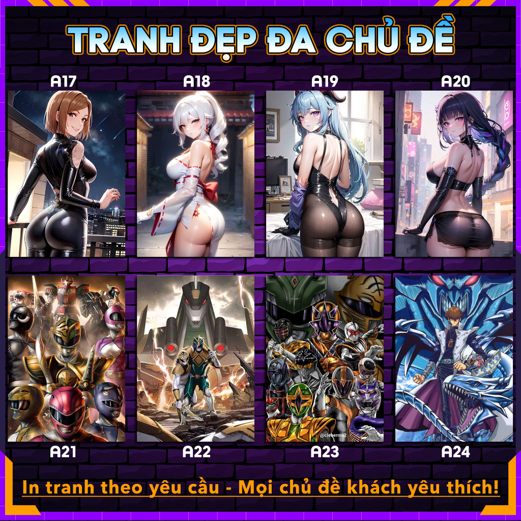 Tranh Decal dán tường decor phòng Poster anime, manga, siêu anh hùng - nhiều kích thước A4, A5 by LeoSetup