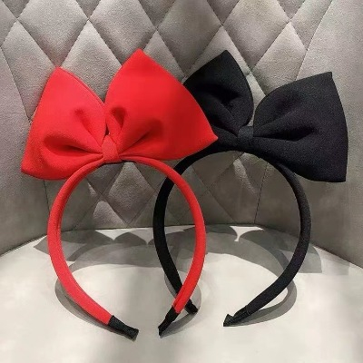 Bờm tóc hình nơ bản to 2 màu đen, đỏ cho nữ, băng đô hoặt hình disney phong cách dễ thương