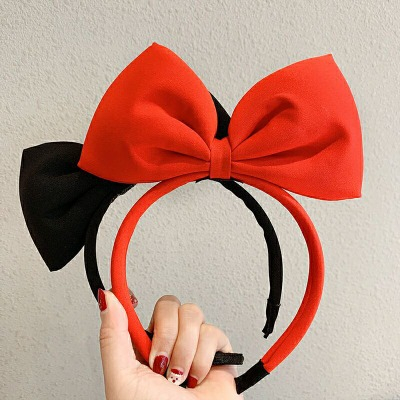 Bờm tóc hình nơ bản to 2 màu đen, đỏ cho nữ, băng đô hoặt hình disney phong cách dễ thương