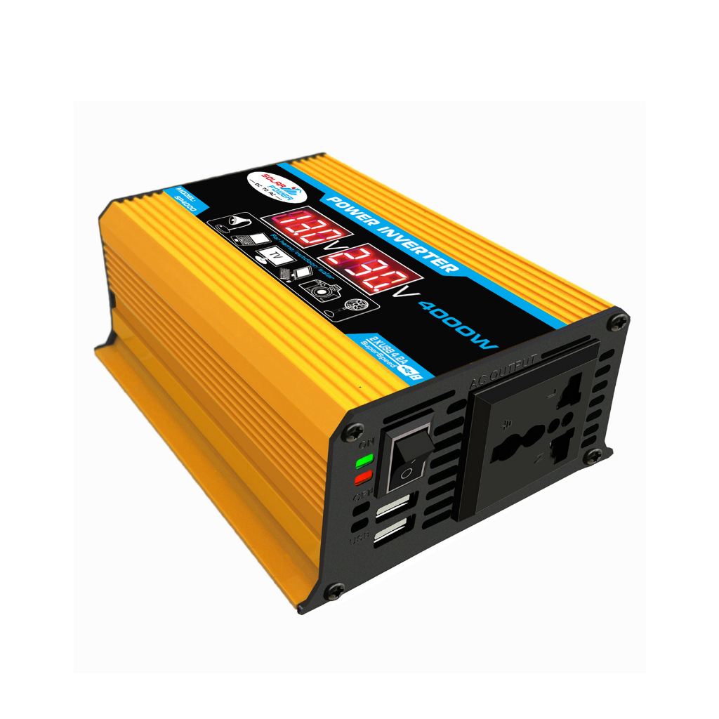 Bộ kích điện 12V sang 220V 4000W, Biến tần ô tô màn hìnhLED  2 cổng Usb dành cho xe hơi