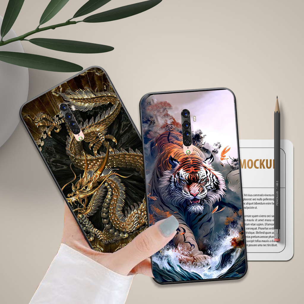 Ốp Oppo Reno  / Reno 2 / Reno 2F in hình họa tiết rồng hổ 3d đẹp chất hot trend 2023
