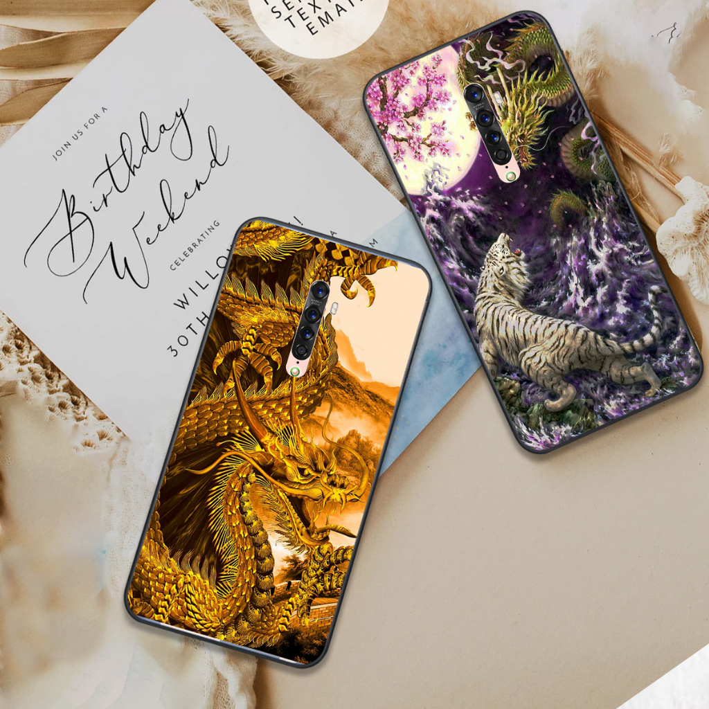 Ốp Oppo Reno  / Reno 2 / Reno 2F in hình họa tiết rồng hổ 3d đẹp chất hot trend 2023