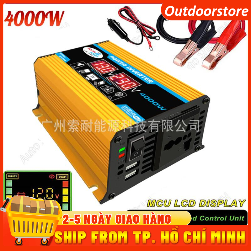 Biến điện 12v ra 220v 4000w,inverter 12v to 220v xe ô tô,bộ kích điện 12v lên 220v sin chuẩn