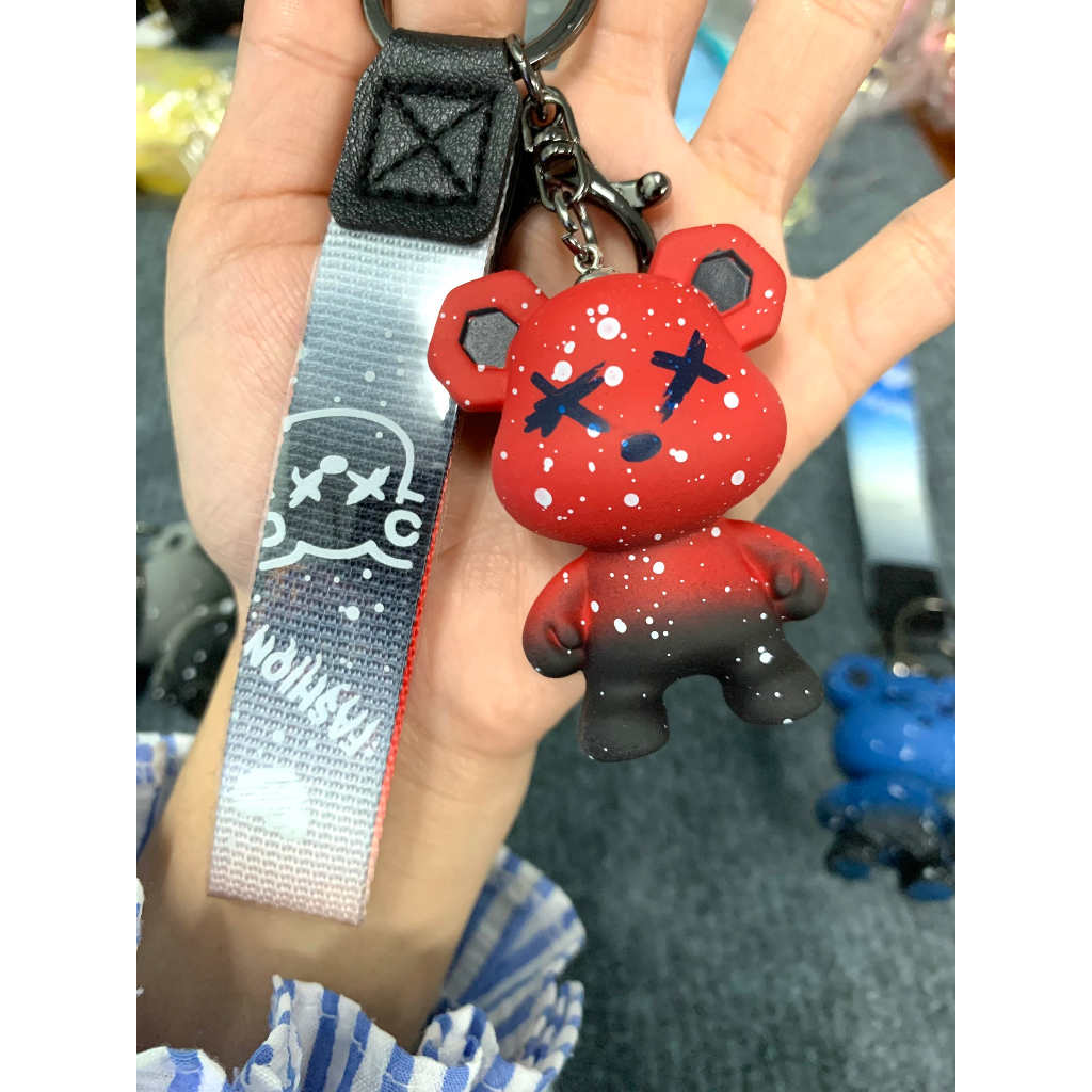 Móc khoá gấu Bear Brick treo balo cute dễ thương phong cách Hàn Quốc, móc khoá xe máy gấu Bear Brick