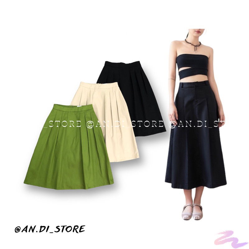 AnDi.vnxk Chân váy kaki xếp ly - H.D Paris