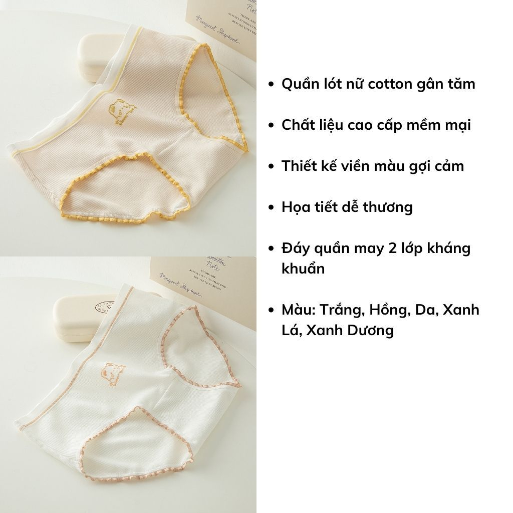 Quần lót nữ cotton gân tăm cao cấp kháng khuẩn khử mùi, Quần chíp nữ họa tiết gấu baby dễ thương và cute JOCOSI L144