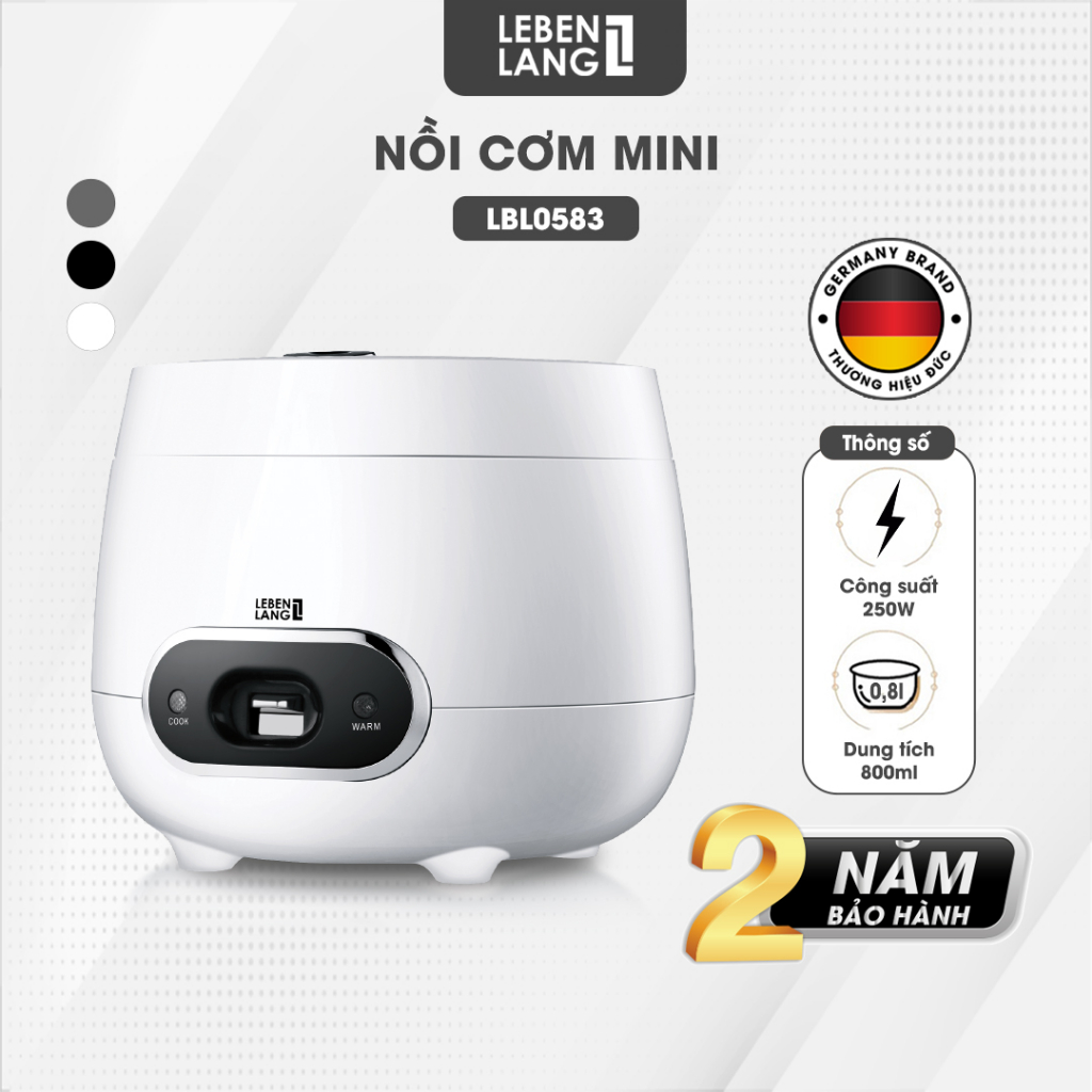 Nồi cơm điện mini Lebenlang LBL0583 dung tích 800ml, công suất 250W nhỏ gọn, thiết kế đơn giản hiện đại-chính hãng