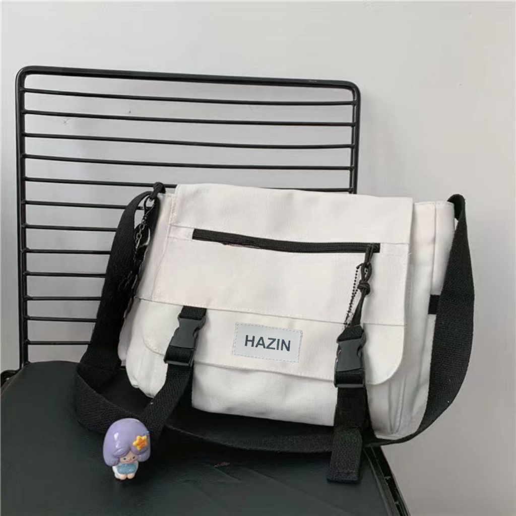 Túi Đeo Chéo Nam Nữ Vải Canvas Unisex Thời Trang Hàn Quốc Đi Học Du Lịch Đựng Điện Thoại Sách Vở