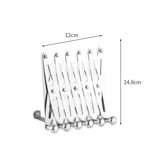 Móc treo sau cửa inox gấp gọn, móc hình chữ X nối liền gấp gọn theo đường zigzag, thanh móc treo đồ tiện dụng