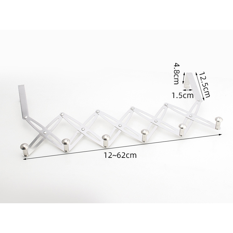 Móc treo sau cửa inox gấp gọn, móc hình chữ X nối liền gấp gọn theo đường zigzag, thanh móc treo đồ tiện dụng