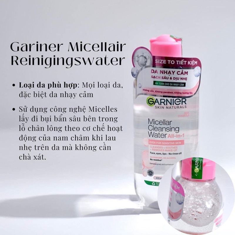 Nước tẩy trang Garnier Micellar Cleansing Water 400ml