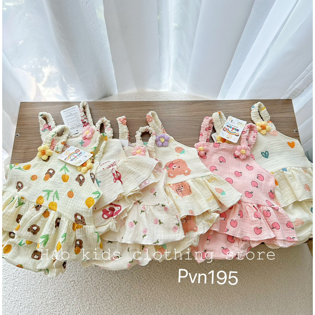 Set 2 dây trẻ em hai dây xô muslin, set hai dây cho bé gái thiết kế 5-15kg TT