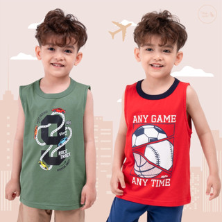 Áo thun ba lỗ sát nách cho bé trai size đại chất cotton mềm mịn, họa tiết ngộ nghĩnh từ 3 đến 8 tuổi 20kg 25kg
