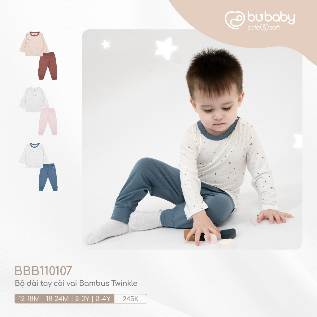 Bu baby - Bộ dài tay cài vai Bambus Harmony BBB110107