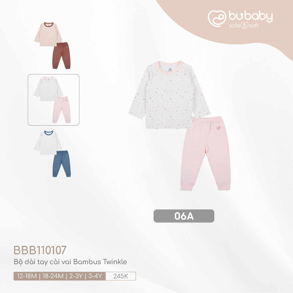 Bu baby - Bộ dài tay cài vai Bambus Harmony BBB110107