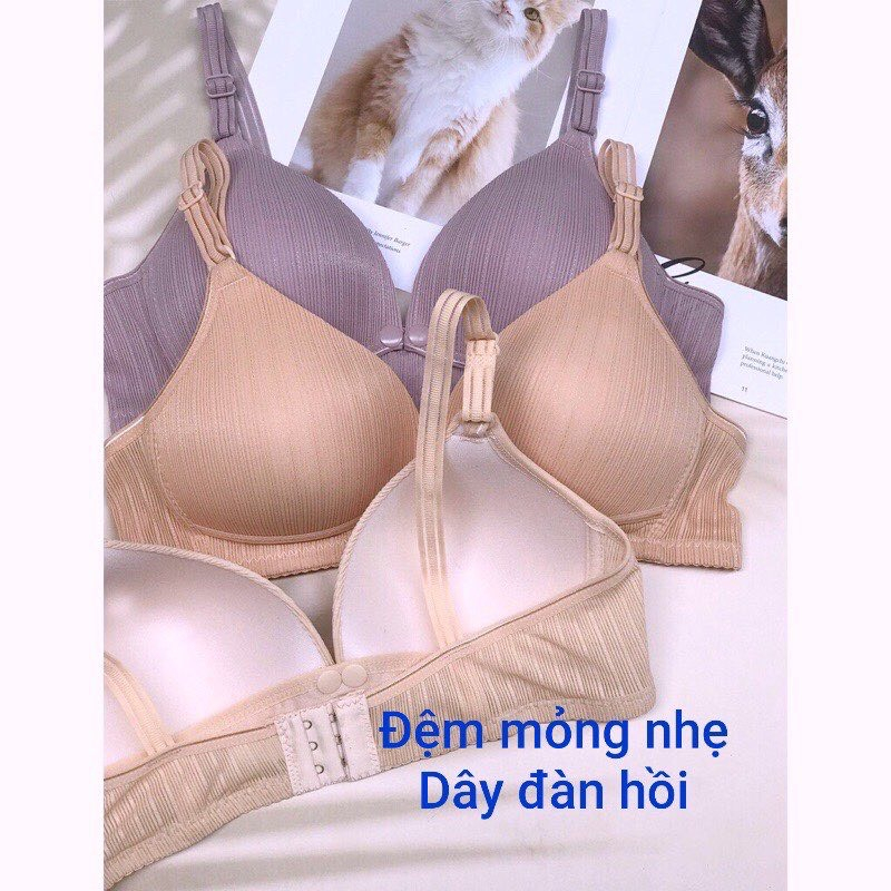 Áo lót bầu và sau sinh cho con bú chất Cotton Tăm Kẻ Sọc Mềm Nhẹ thiết kế cúc mở cho con bú không gọng ôm ngực AL6688