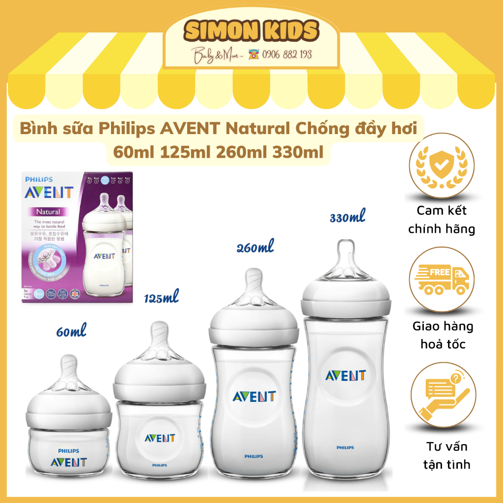 Bình sữa Philips AVENT Natural Chống đầy hơi 60ml 125ml 260ml 330ml