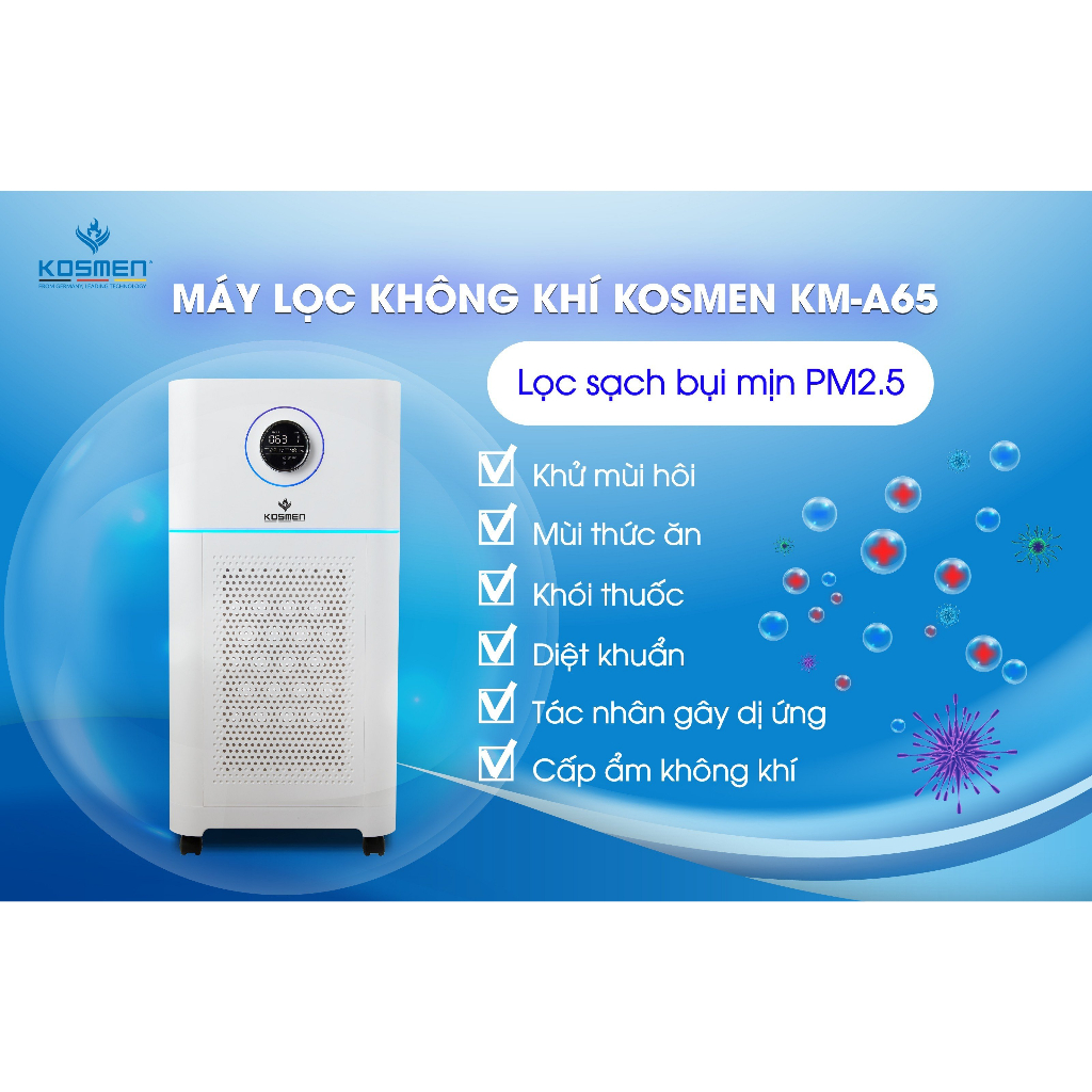 Máy lọc không khí bù ẩm Kosmen KM - A65, diện tích sử dụng 60m2 | BigBuy360 - bigbuy360.vn