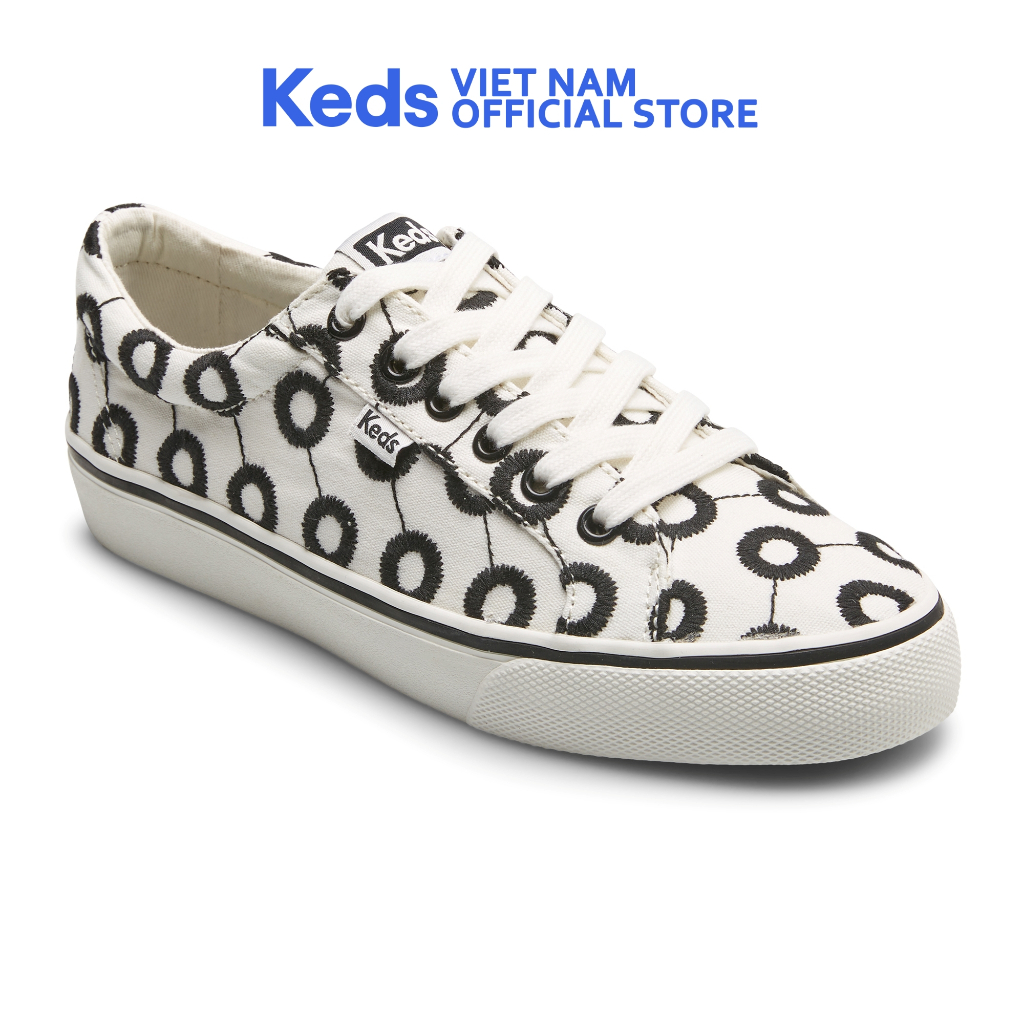 Giày Thể Thao Keds Nữ- Jump Kick Canvas MOD Embroidered White/Black- KD066254