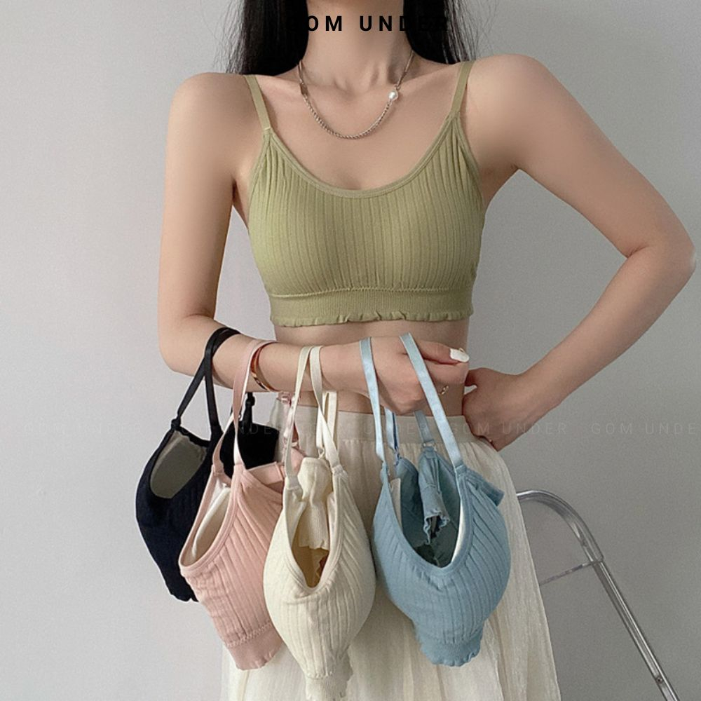 Áo bra gân tăm dây mảnh khoét ngực sâu GOM UNDER - SA-C07