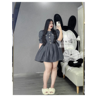 ĐẦM XÒE CỔ TRÒN PHỐI NÚT [TNT SHOP BIGSIZE 60KG 90KG]