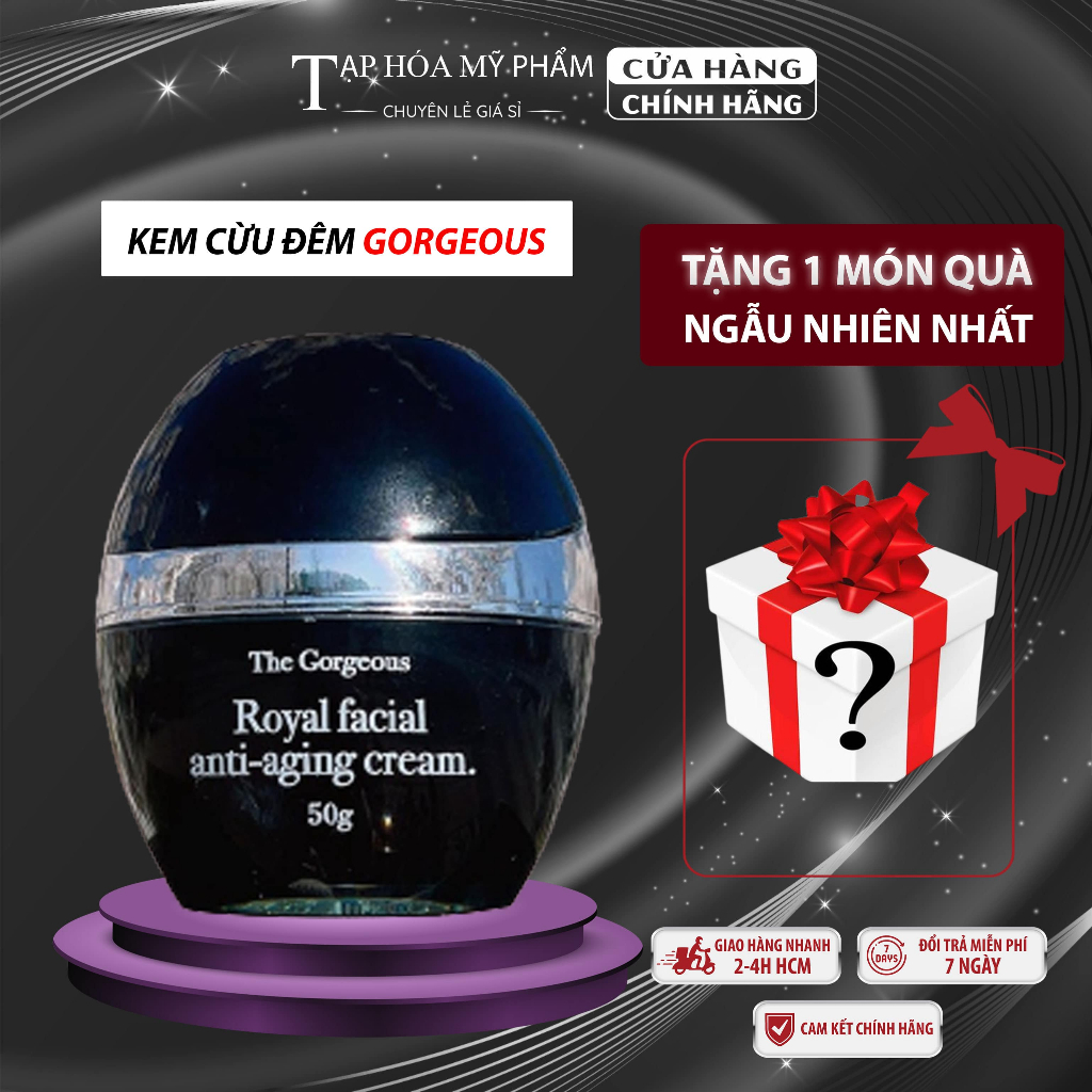 Kem cừu đêm Múi Xù GORGEOUS dưỡng trắng da mặt, kem dưỡng ẩm da mặt mờ nám tàn nhang chống lão hóa da 50gr