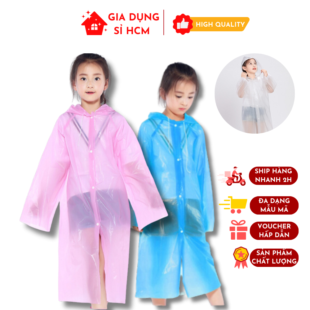 Áo Mưa PEVA, Áo Mưa Mỏng Trong suốt Cho Bé Phong Cách Thời Trang Chất Liệu Chống Ăn Mòn Vải Kháng Cự Hiệu Quả Nước Mưa