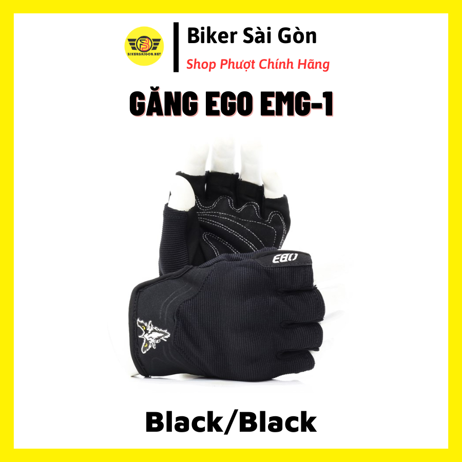 Găng Tay EGO G-1 Cụt Ngón Đen - BikerSaiGon