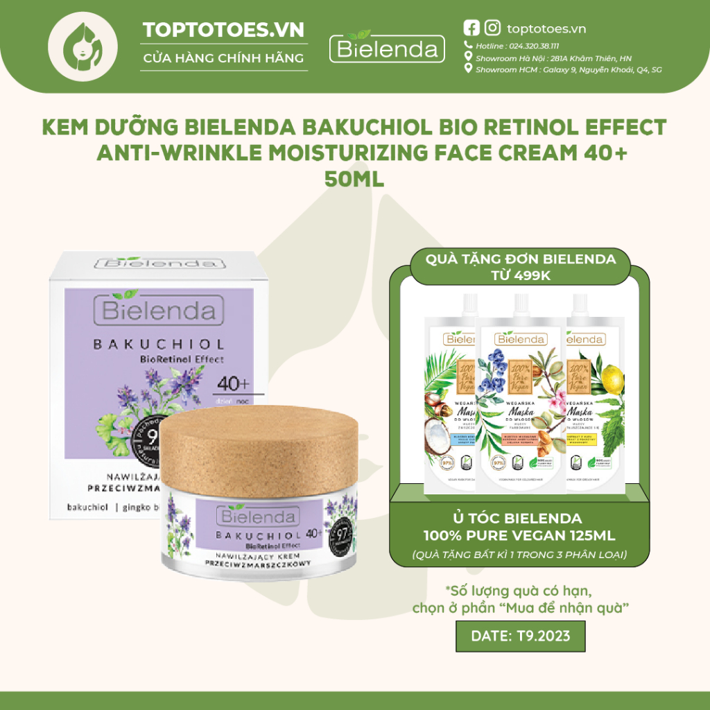 Kem dưỡng Bielenda Bakuchiol Bio Retinol Effect Anti-wrinkle Moisturizing 40+ dưỡng ẩm, làm sáng và trẻ hóa da