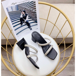 👠Siêu Rẻ👠Dép cao gót 2 quai đá 5-7cm cực sang chảnh
