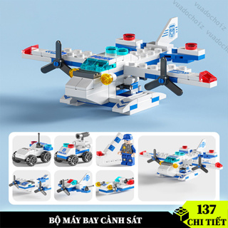 Bộ đồ chơi lắp ráp lego máy bay cảnh sát 137 chi tiết, lắp ráp lego xe tăng