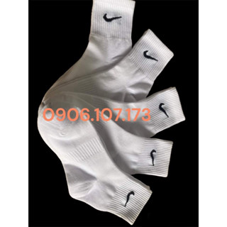  Tất Thể Thao Nike Trắng Đen Dệt Kim Cổ Lửng 